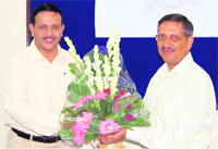 Alok Sharma, DIG, Haridwar, with former Uttarakhand DGP Subhash Joshi at a farewell function in Haridwar 