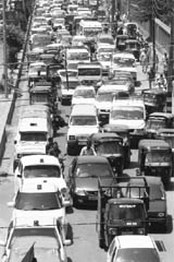 A heavy rush of vehicles in Srinagar on Saturday as situation was almost normal.