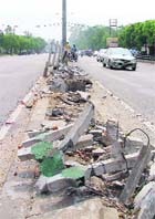 One of the broken dividers near the Bhai Bala Chowk in Ludhiana.