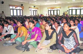 Students at a counselling session at Welham Girls School in Dehradun