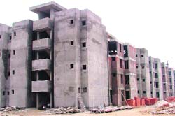 The construction of houses for first lot of slum dwellers in progress at Giaspura