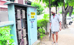 A junction box containing hundreds of telephone connections has been lying exposed for several months at Sector 20, Chandigarh.