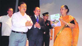 Governor Margaret Alva releases three volumes of Fauna of Uttarakhand prepared by Zoological Survey of India in Dehradun on Monday.