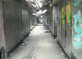 A view of closed shops in Rewari