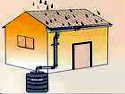 A graphic showing rooftop rainwater harvesting technique.