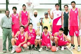 Ludhiana Basketball Academy players who won the title in the Punjab State Junior Basketball League in Malout near Ludhiana