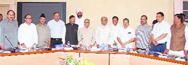 Finance Minister Pranab Mukherjee with state finance ministers in New Delhi on Wednesday.