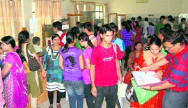 A large number of youth throng the Employment Exchange in Dehradun to register themselves on Wednesday