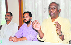 Govindacharya, former BJP and RSS ideologue, addresses a press conference in Dehradun