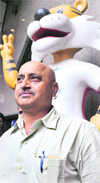 Hockey coach MK Kaushik at the CWG office building in New Delhi 