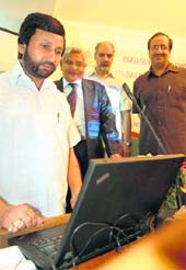 Uttarakhand Labour Minister Prakash Pant inaugurates the Sald Mahadev ITI website in Dehradun on Thursday.