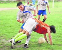 A match of the Nemi Dass Memorial Football League being played at the Pavilion Grounds in Dehradun on Thursday.