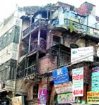 A view of a dilapidated building near Dharam Singh Market in Amritsar