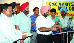 Principal, Government Medical College Dr S.S. Shergill launches the website of the 1985 batch of the college in Amritsar.