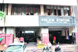 The Bus Stand police station building in a shambles. 