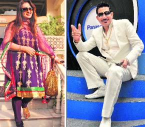 Bollywood actress Poonam Dhillon and Punjabi pop singer Shankar Shawney pose for photos on Friday.