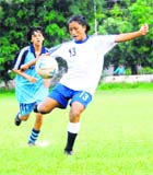 A player in action during a match at Sector 12 in Chandigarh on Saturday.
