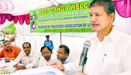 Union minister Harish Rawat addresses a seminar in Haridwar on Saturday.