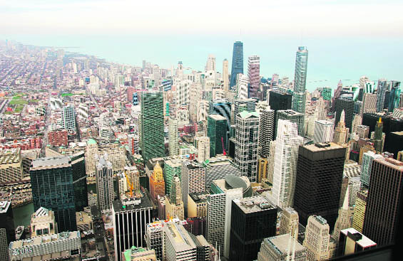 A forest of skyscrapers constitutes the Chicago skyline