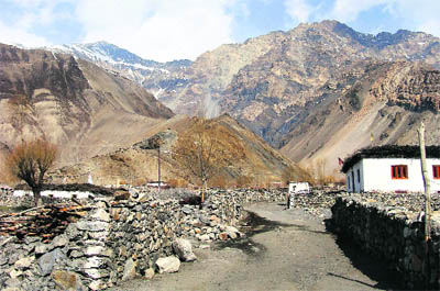 Gue village close to the Tibetan border is the end of the road  