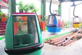A dismantled ropeway system at Sahastradhara in Dehradun on Friday