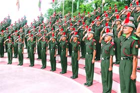 Officers and Gentleman Cadets pay homage to the Kargil war heroes on the IMA campus in Dehradun