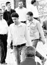 Accused in the Aman Kachroo ragging case coming out of the Himachal High Court at Shimla on Monday