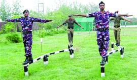 Boy cadets at the NCC camp at Baba Ishar Singh (Nanaksar) Public School in Amritsar