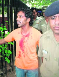 One of the injured undertrials, who attempted suicide, at the district courts in Chandigarh