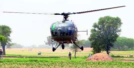 The IAF chopper that made emergency landing near Chindhar in Fatehabad on Sunday leaves for Sirsa on Tuesday.