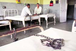 A room of the civil hospital from where an undertrial escaped in Karnal on Monday.