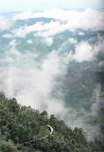 A toy train on the Kalka-Shimla railway track after heavy rain at Shimla 