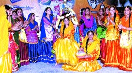 Students of St. Soldier Divine Public School celebrate Teej at a function held in the school