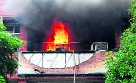 The computer shop up in flames on Wednesday
