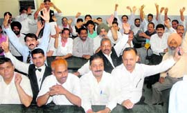 CITCO employees protest at Hotel Mountview, Sector 10, Chandigarh