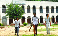 Children on the playground of Veer Chander SIngh Garwhal Govt. Sarvodaya Bal Vidyalaya where a student was allegedly shot at in New Delhi 