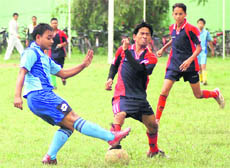 A match in the SGRR Sahodaya Inter-School Tournament in Dehradun on Wednesday.