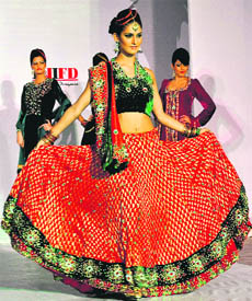 Models display creations at INIFED Designer Medley 10, annual passing-out fashion show held at Tagore Theatre, Sector 18, Chandigarh, on Thursday.