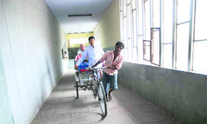 With no provision of lift, patients visiting the multi-storeyed Civil Hospital in Karnal town have to depend upon rickshaws or similar means to reach the desired ward.