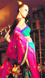 A model at a  fashion show on the eve of Wedding Asia in Ludhiana on Friday.