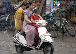Commuters were caught unawares as rain lashed Bathinda on Saturday afternoon