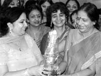 Ladies Club honours Madhu Prakash, first complainant in the Ruchika molestation case, at Panchkula on Saturday