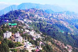 An view of Mussoorie taken from the Radha Bhawan estate.
