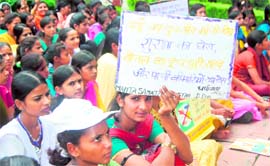 Women participate in a rally to promote breast feeding at the Gandhi Park in Dehradun on Sunday