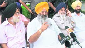 Punjab Agricultural Minister Sucha Singh Langah addresses mediapersons in Jammu on Sunday