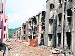 A view of under-construction flats at Jagti