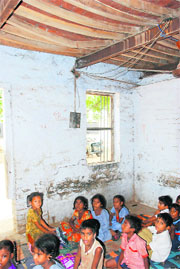 The ramshackle building of a government school in Moga district.