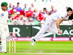 James Anderson bowls at Trent Bridge on Sunday