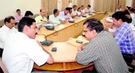 Dehradun District Magistrate D Senthil Pandiyan at a meeting to take stock of disaster preparedness in the district on Monday.
