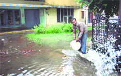 A view of stagnated water in Jhang Colony and Subhash Nagar in Rohtak